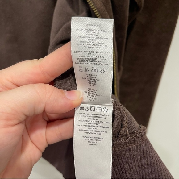 Michael Kors Brown High Neck Full Zip Velour Tracksuit Sweatshirt Large - Picture 9 of 9